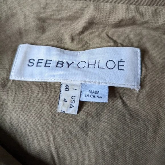 SEE BY CHLOE Military Cargo Safari Belted Trench Jacket - Green - Size 4 Small - Picture 10 of 12